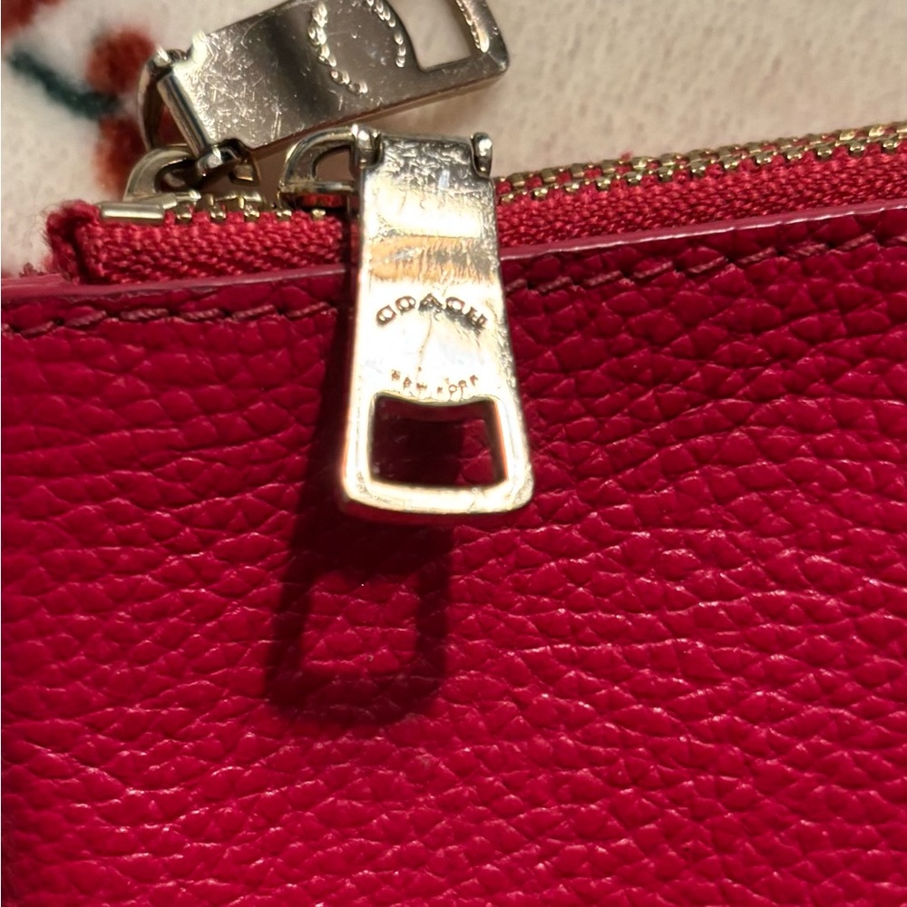 Coach Pebbled Leather Wristlet in Bright Pink with Gold Hardware - Picture 3 of 5